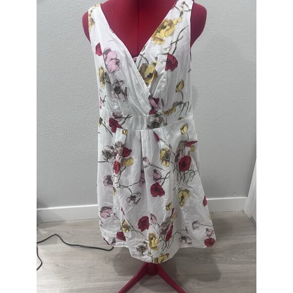 Floral Print Sleeveless Dress V-Neck White Colorful Casual - Picture 3 of 8